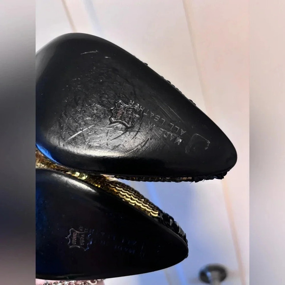 Marek by Gino Aldrovandi | Leather Black & Gold Sequin  Pumps | Size 39.5 - Picture 8 of 11